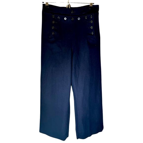 VTG Auth 60’s Navy wool 13 button Wide-Leg back lace up sailor Pants. 31R x 29 - Picture 1 of 9